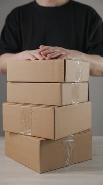 Stacking Shipping Boxes, Small Business Logistics Concept