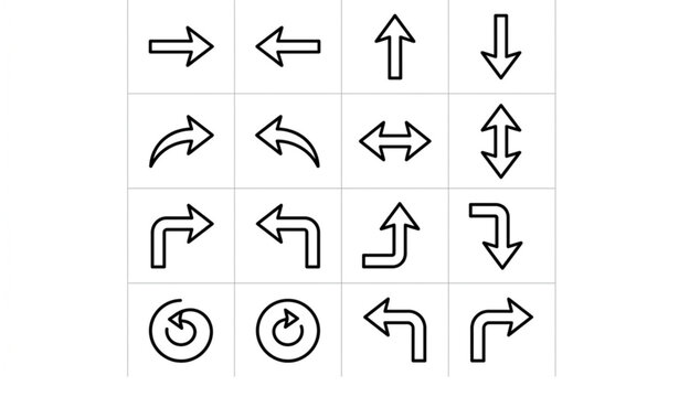 Outline arrow symbol vector icon pack UI navigation arrows curved bidirectional spiral set modern illustration