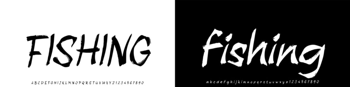 Fishing brush font with aggressive hand drawn textured strokes for sport posters automotive branding and rock music