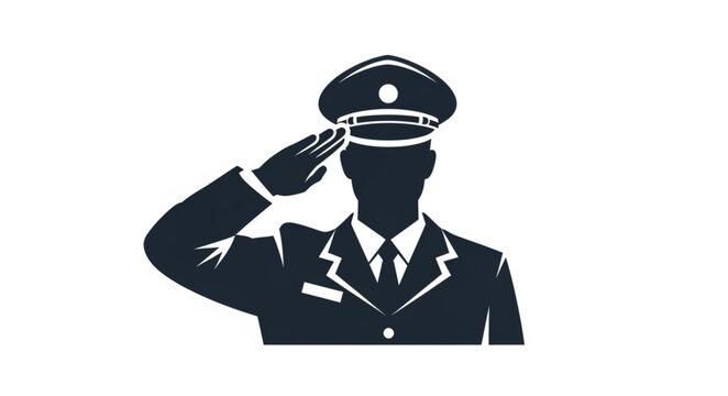 Military officer saluting in uniform silhouette.