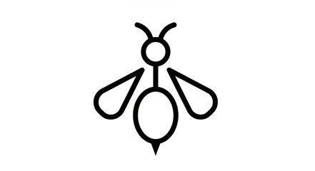 Minimalist line art drawing of a bee insect. © Lek