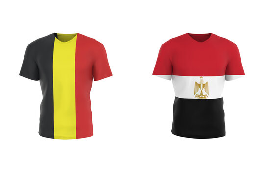 2026 World Cup Players Country Flag Jersey Belgium vs Egypt. 3d illustration
