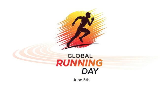 Silhouette runner in motion for global sports event celebration with dynamic light effects