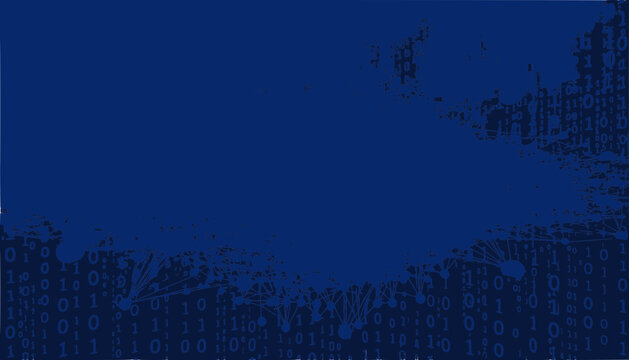 Abstract Blue Digital Background with Binary Code and Splatter Texture