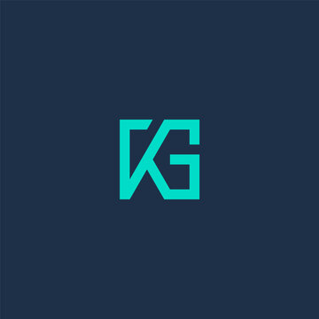 KG or K & G monogram logo in square shape - aqua green color.