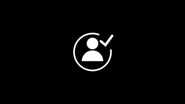 verified user profile with a check mark icon animated. Motion graphics of profile verified concept.4k quality animation video