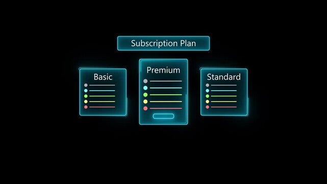 Comparing subscription plans on a smartphone and laptop, choosing premium services with digital pricing options,4k quality animation video
