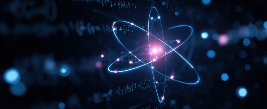 Dive into a galaxy of Scientific equations and abstract shapes background in this 3D wonderland