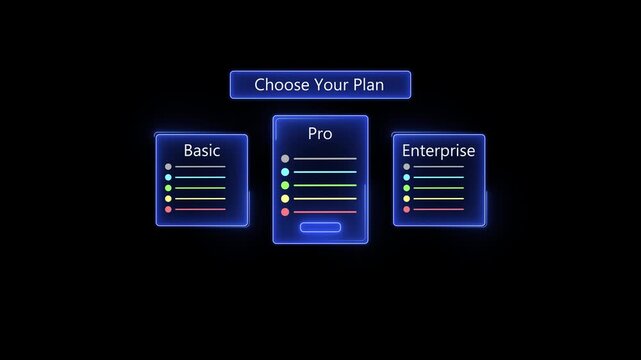 Choose Your Plan Basic, Pro, and Enterprise subscription options with pricing details and features.4k quality animation video