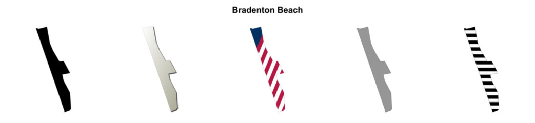Obraz premium Bradenton Beach (Florida) blank outline map set