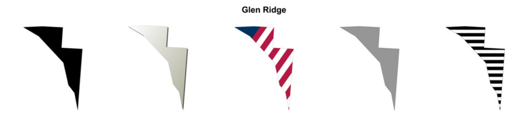 Obraz premium Glen Ridge (Florida) blank outline map set