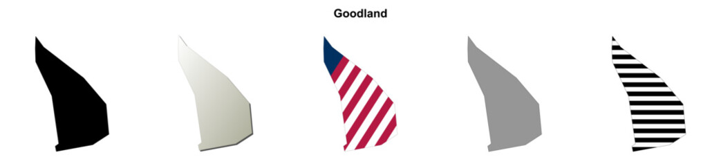 Fototapeta premium Goodland (Florida) blank outline map set