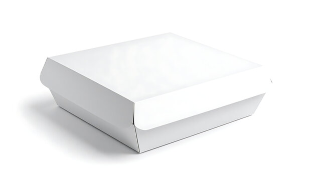 Blank white takeout container, ready for branding, isolated on white