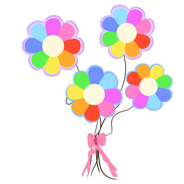 colorful balloons with flowers