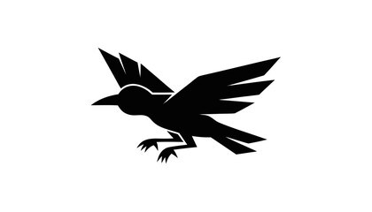 Fototapeta premium Stylized black raven logo on white background