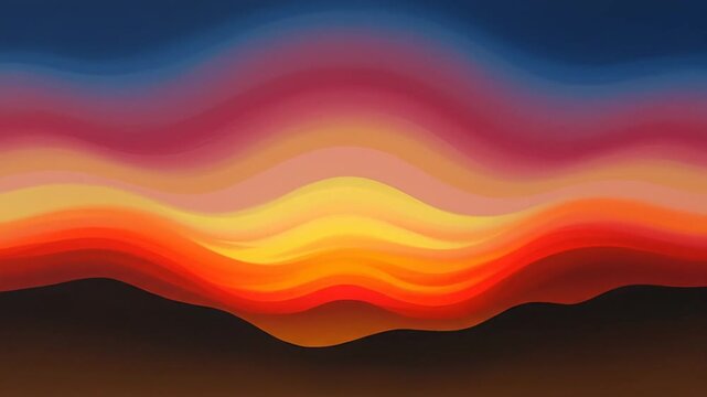 Vibrant sunset over mountain range landscape.