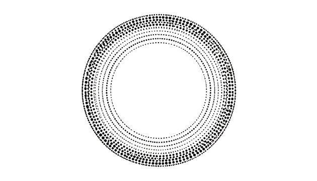 Circular dotted pattern, abstract ring shape with pixelated texture, minimalist design element on white background