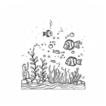 Under the sea doodle drawing sketch animal.