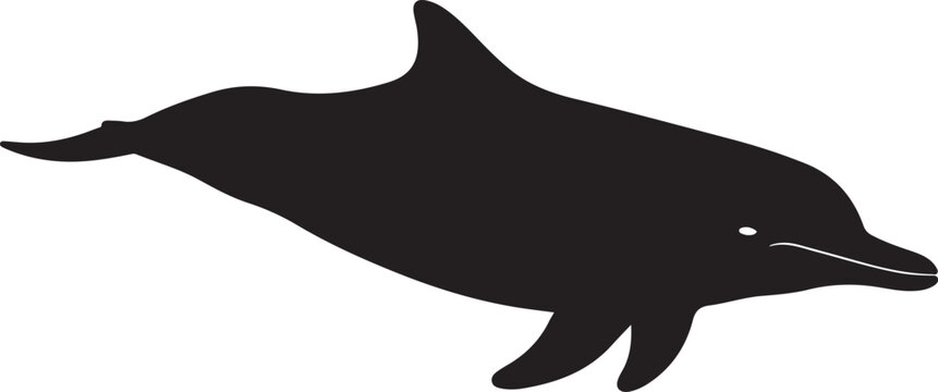 Silhouette of a dolphin swimming in the ocean waters, Generative Ai