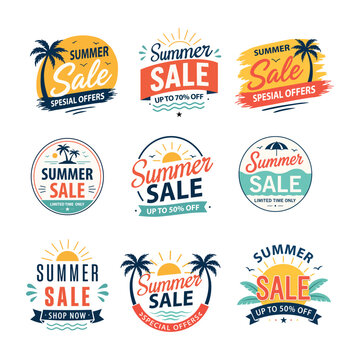 Summer sale badge set for seasonal promotions