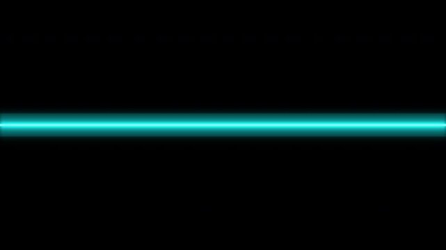 Dynamic futuristic glowing cyan 2D motion graphic: a single horizontal scanline sweeping in one direction, an abstract light effect vibrant on solid black.