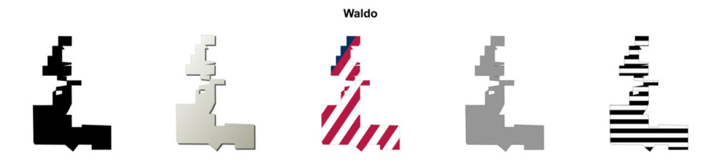 Obraz premium Waldo (Florida) blank outline map set