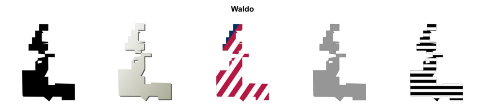 Waldo (Florida) blank outline map set
