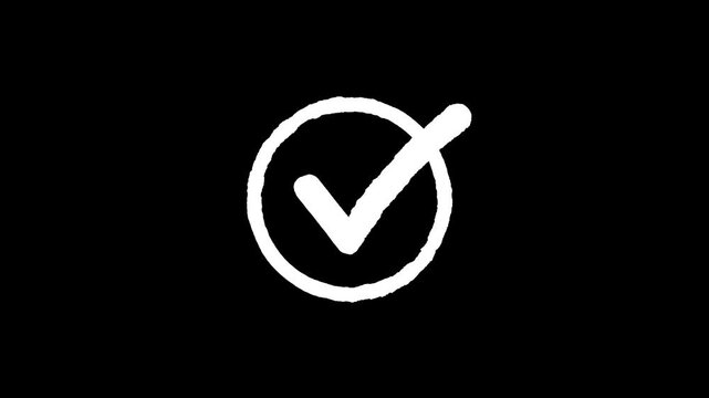 Tick Mark Animation on black background. Animated Green Checkmark Video. Correct Tick Sign Approval Success, right check mark, select tick mark, confirm 4k video