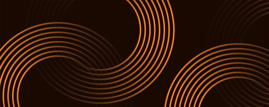 3D brown lines techno abstract background layer on dark blank space with circles shapes effect for backdrop, wallpaper. Modern cincept. Vector Illustration.