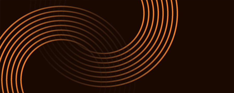 3D brown lines techno abstract background layer on dark blank space with circles shapes effect for backdrop, wallpaper. Modern cincept. Vector Illustration.