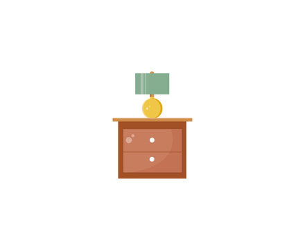 Bedside table with lamp icon. Vector illustration