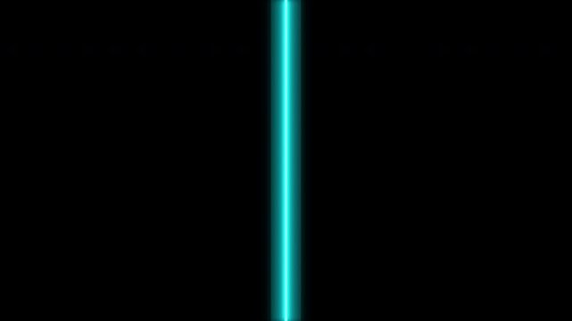 Futuristic glowing electric cyan vertical scanline sweeping across a solid black background, a dynamic 2D digital data interface motion graphics.