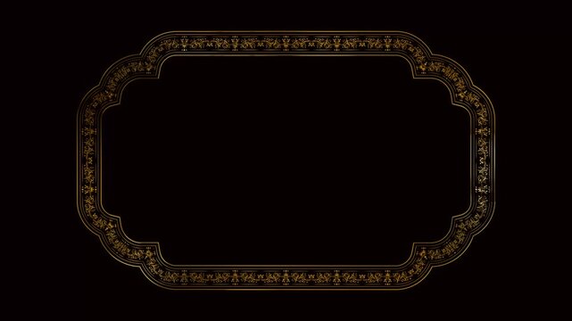 gold frame with floral pattern on the green screen background