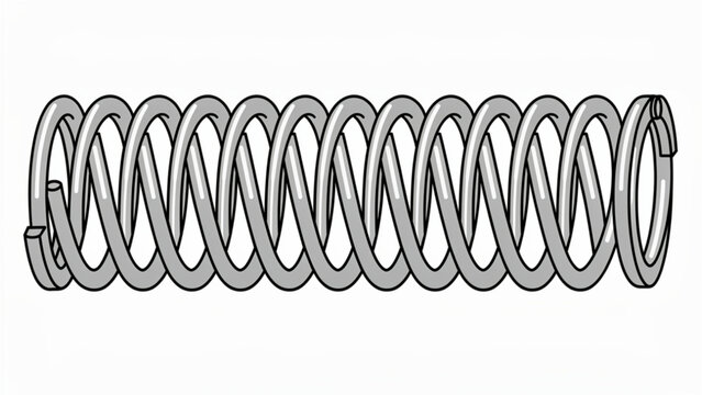 Close-up of coiled metal spring with metallic finish, industrial component and mechanical element
