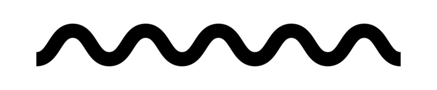 Bold black wavy line sinuous thick stroke horizontal divider isolated on white background vector element
