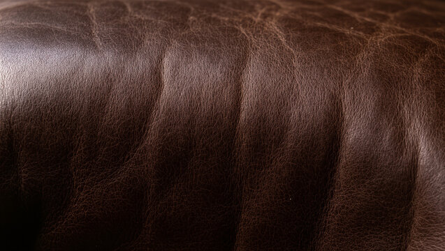 Dark Leather Surface Texture Macro Close-Up, Luxury Material Grain Pattern Brown Black