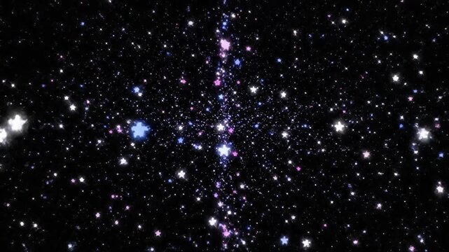 Glowing colorful stars floating in a dark deep space background