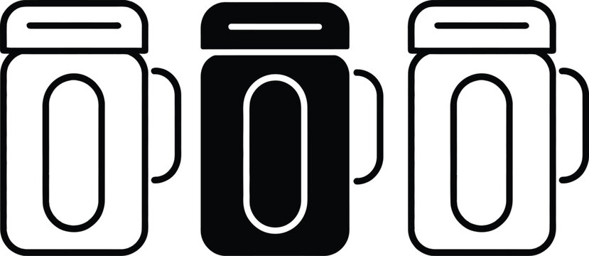 Black and white coffee maker icons