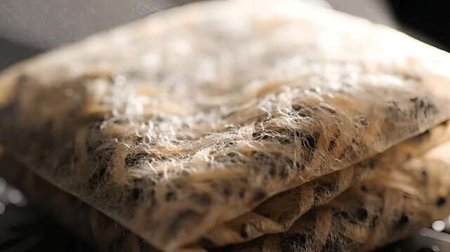 Closeup of a stack of delicious spring rolls with crispy wrappers.