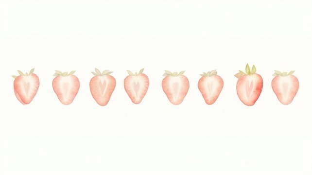 Strawberries as divider watercolor strawberry produce blossom.