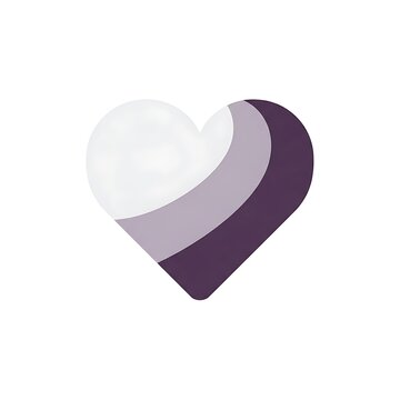 Asexual Pride Flag Heart Symbol In Shades Of Gray And Purple.