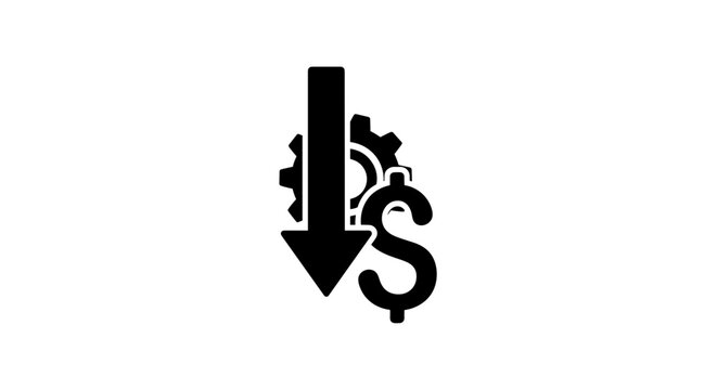 Financial crisis down arrow symbol.