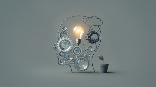 Abstract head illustration showing mental clarity, emotional balance, and positive cognitive growth.