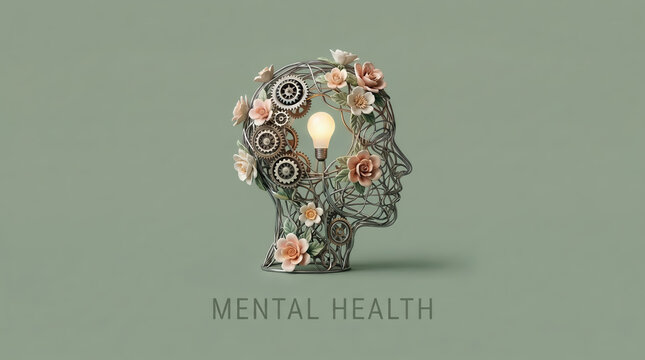 Creative mental wellness concept with emotional growth and inner balance