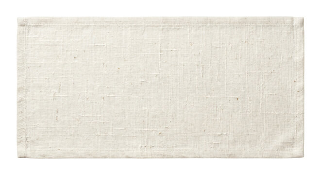 Rectangular natural linen placemat with hem on transparent background