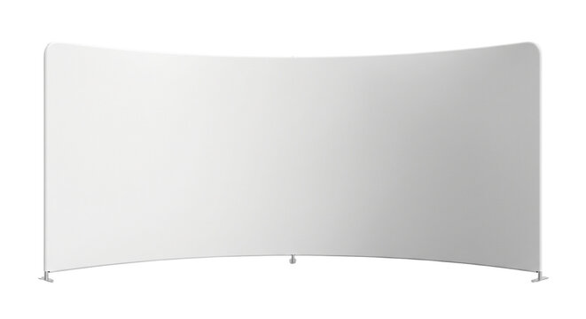 Blank white curved tension fabric display on transparent background