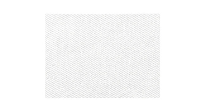 Blank white twill canvas fabric square on transparent background