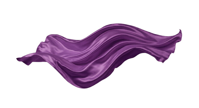Floating purple silk fabric blowing in wind