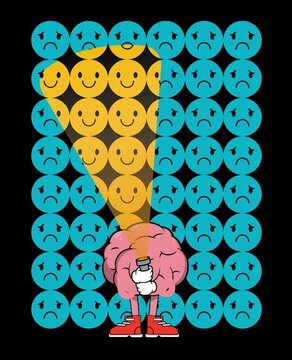 Brain Character with a Flashlight Animation Loop