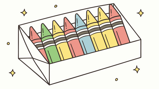 Colourful Crayons in a Box Illustration for Back to School Themes